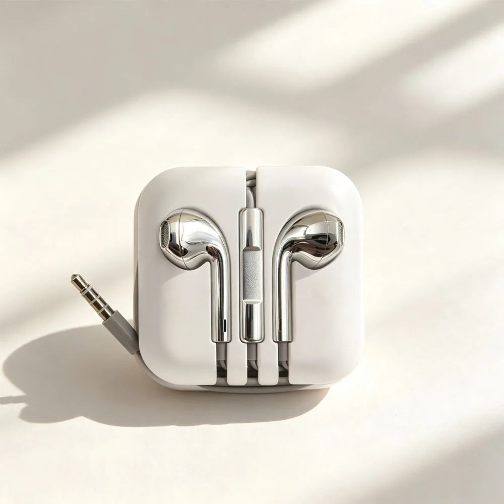 Fashion Silver Wired Type-C or Lightning In-Ear Earphones Compatible with Tablets Laptops - Headphones for General Use