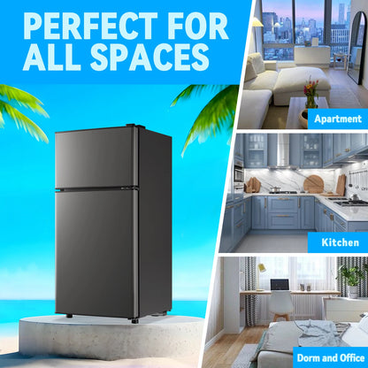 Refrigerator with Top Freezer 2.4Cu.ft Two Door Small Mini Fridge for Person Use with Egg tray, Grey