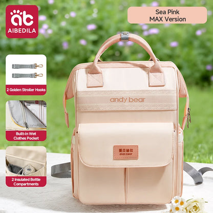AIBEDILA Maternity Diaper Backpack Large Capacity Multifunctional Portable Light Baby Nappy Storage Backpack for Outdoor Travel
