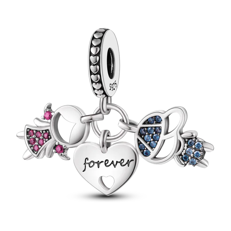 2026 Hot Sale Charms Bead 925 Sterling Silver Pink Butterfly Luminous Firefly Dangle Fit Bangle Bracelet Necklace DIY Jewelry