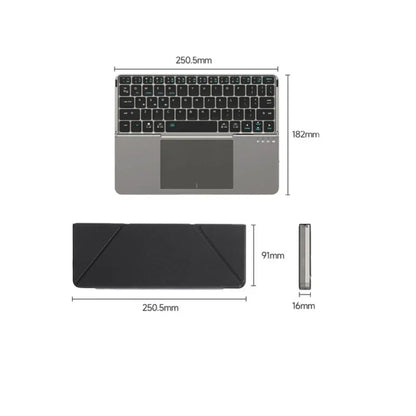 Folding Magnetic Bluetooth Keyboard with Touchpad External Wireless Stand Holding Keyboard for Ipad/iphone/android/windows Kit