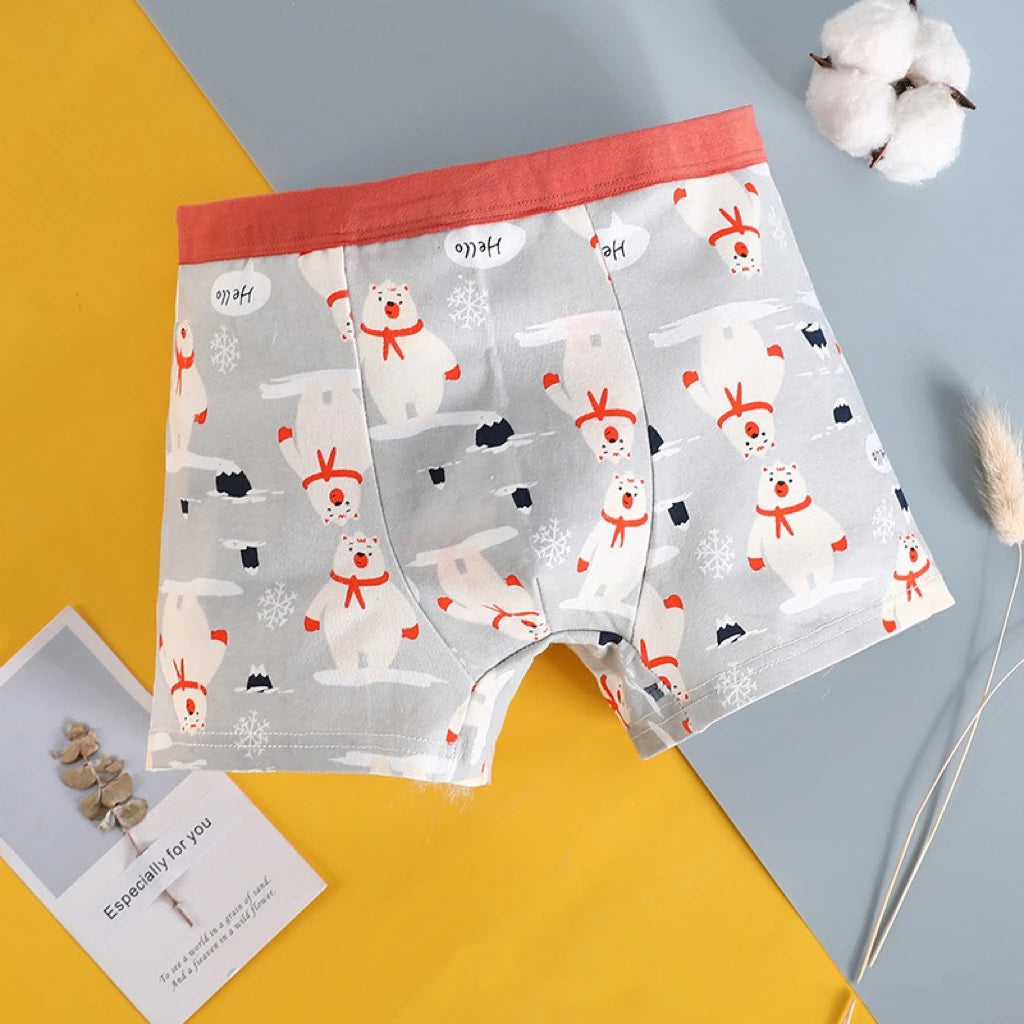 4PCS Children Panties Boy Cotton Boxer Breathable Kid Soft Comfortable Elastic Underpants Multipack Cute Cartoon Print Underwear