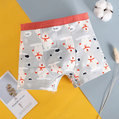 4PCS Children Panties Boy Cotton Boxer Breathable Kid Soft Comfortable Elastic Underpants Multipack Cute Cartoon Print Underwear