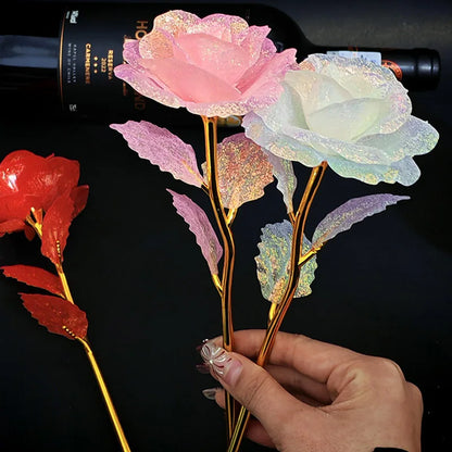 5/10/20PCS Valentine's Day Foil Plated Rose Gold Lasts Forever Love Wedding Decor Foil Rose Artificial Wedding Mother's Day Gift
