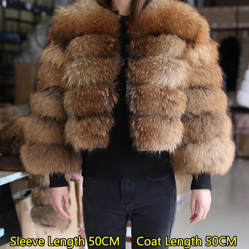 2026 Maomaokong Super Hot Winter Women Luxury Thick Real Raccoon Fur Coat Natural Fox Fur Jacket Plus Size Jackets Female Vest