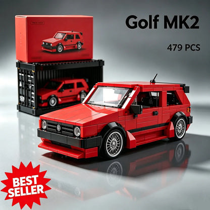REATIVE Red Golf MK2 Car Building Blocks MOC Speed Vehicle Model Bricks High Tech Ideas Toy Kit Collection DIY Gift Kids Aldult