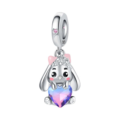Hot Sale 925 Sterling Silver Dog Cat Cute Pet Animals Pendant Birthday Party Gift for Women Bangle Bracelet Necklace DIY Jewelry