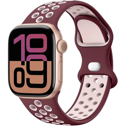 Silicone Strap For Apple Watch 11 10 9 8 7 46mm 45mm 42mm 41mm Ultra 3/2 49mm Breathable Bracelet Wristband iWatch 6 5 4 SE 44mm