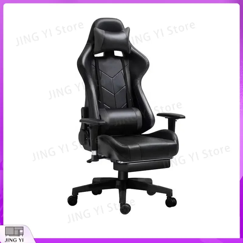Black Red Gaming Chair with 180° Reclining Backrest Adjustable Height Ergonomic Office Computer Chair Retractable Footrest