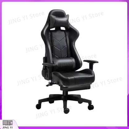 Black Red Gaming Chair with 180° Reclining Backrest Adjustable Height Ergonomic Office Computer Chair Retractable Footrest