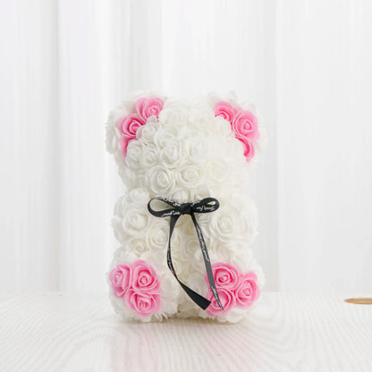 Rose Flower Bear Hand Made Rose Teddy Bear Gifts for Women Valentine's Day Mothers Day Wedding Anniversary