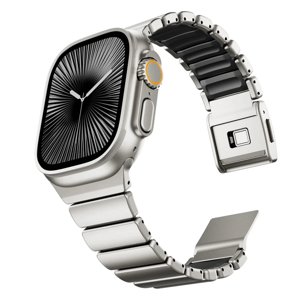 Titanium Fluororubber Strap for Apple Watch Ultra 4 3 2 49mm Series 12 11 10 46mm Magnetic Band for Iwatch 9 8 7 45mm 6 SE3 44mm