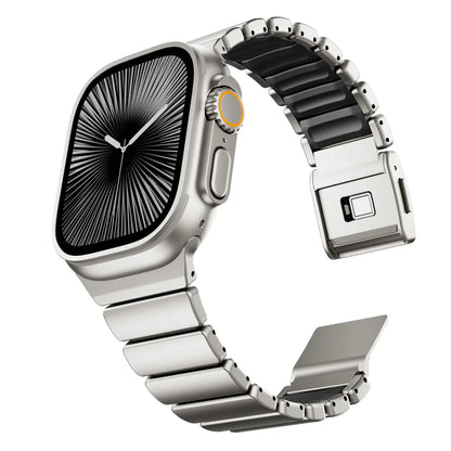 Titanium Fluororubber Strap for Apple Watch Ultra 4 3 2 49mm Series 12 11 10 46mm Magnetic Band for Iwatch 9 8 7 45mm 6 SE3 44mm