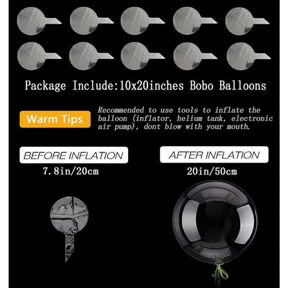 10-50 Pcs 20-24 Inch Bobo Balloons Stick Bubble Balloons Clear Bobo Balloon Large Transparent Bubble Balloon for Christmas