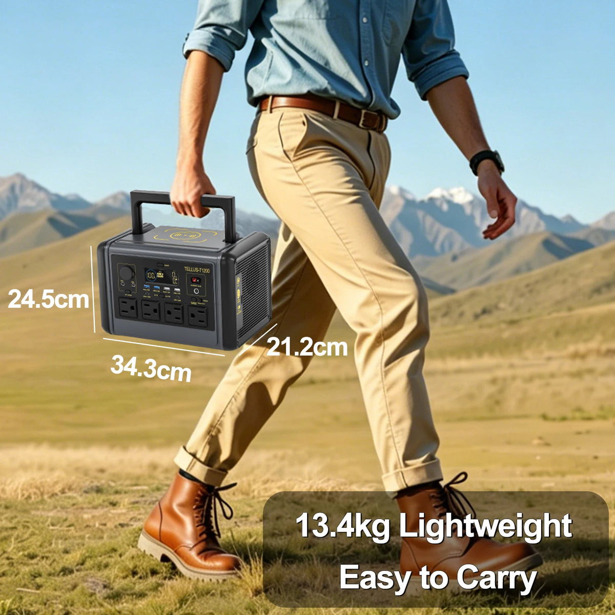 GSIKE Portable Power Station LiFePO4 Solar Generator Pure Sine Wave 110V AC Outlet 300W 1200W 2000W Option for Camping RV Home Blackout Emergency Backup
