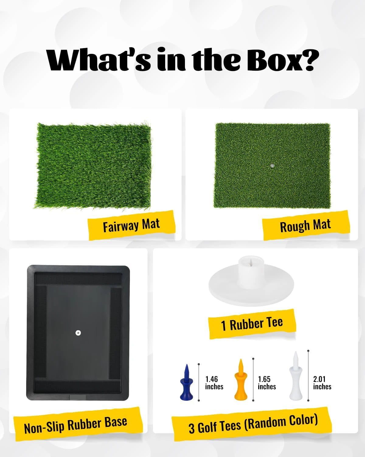 Golf Swing Trainer Mat for Practice & Training – Replaceable Turf Surfaces, Non-Slip Rubber Base for Indoor/Outdoor Use, Include