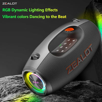 ZEALOT-S86 60W Portable Wireless Speaker with 8000mAh Battery, 360° Surround Sound, RGB Lights, Outdoor Camping Speaker, Waterproof Speaker for the Beach