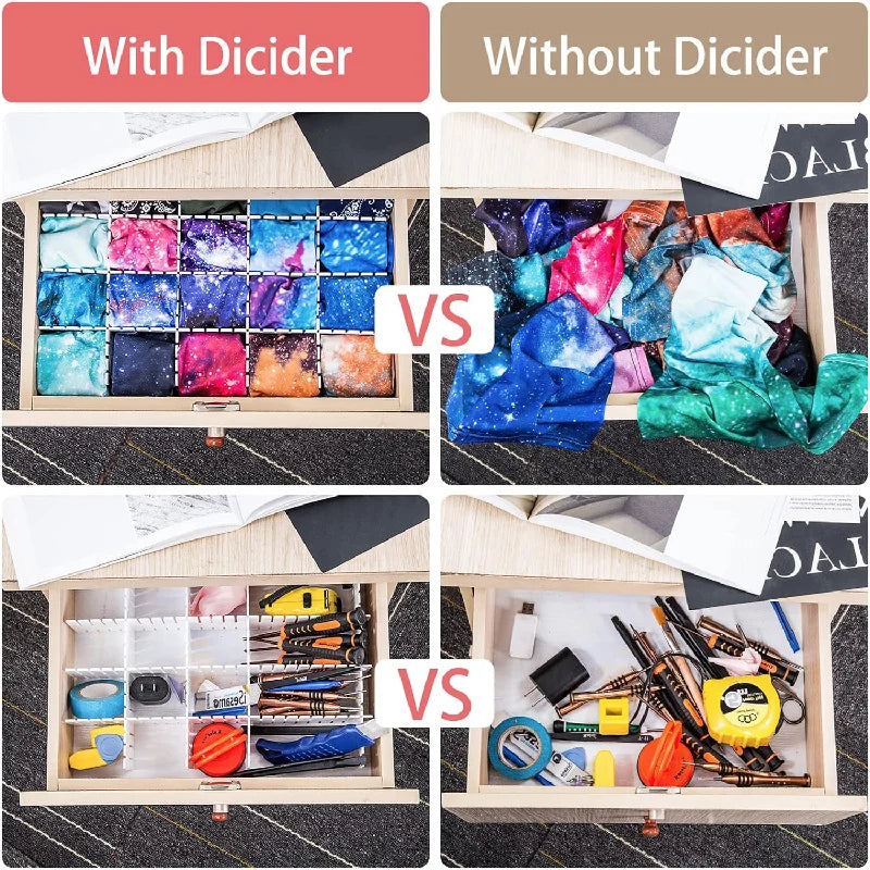 10Pcs Adjustable Drawer Dividers Organizer System for Cupboard Underwear Socks - Household Storage Solution