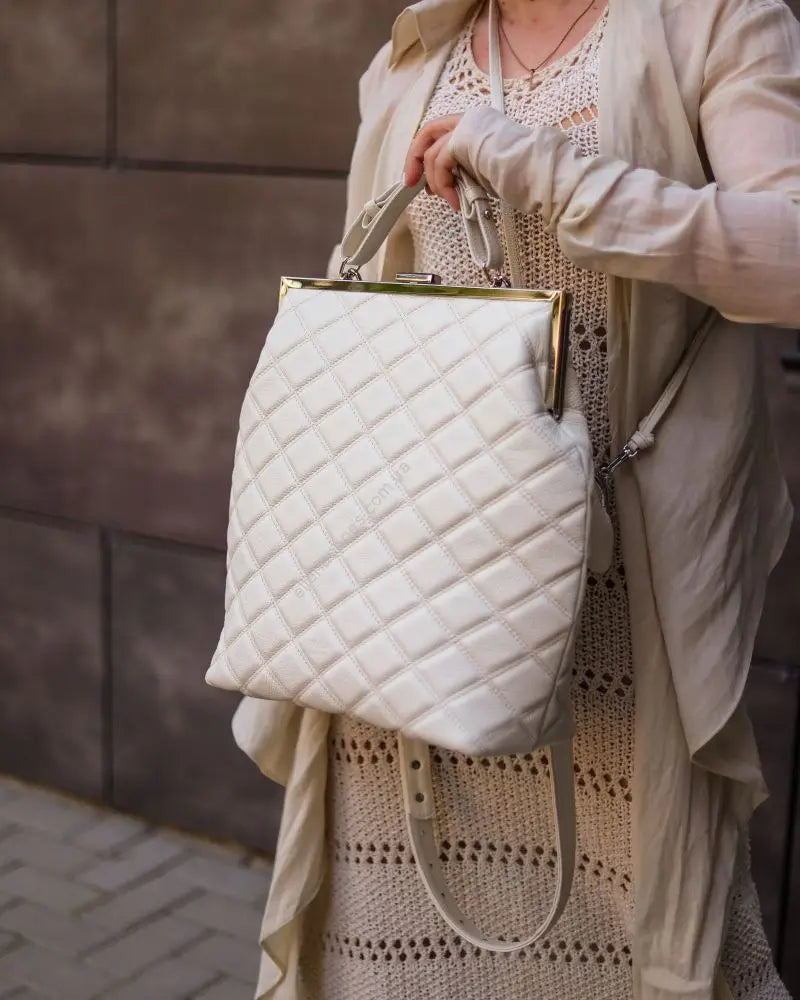 LOST IN VINTAGE Artificial Leather Bag Rhombus Fabric Kiss-lock Big Female Clutch Handbag Proudly Carried In Hand 36x30x15cm