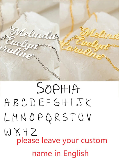 Custom Different Font Name Pendant Necklace for Woman Girls Stainless Steel Nameplate Personalized Choker Necklaces Jewelry Gift