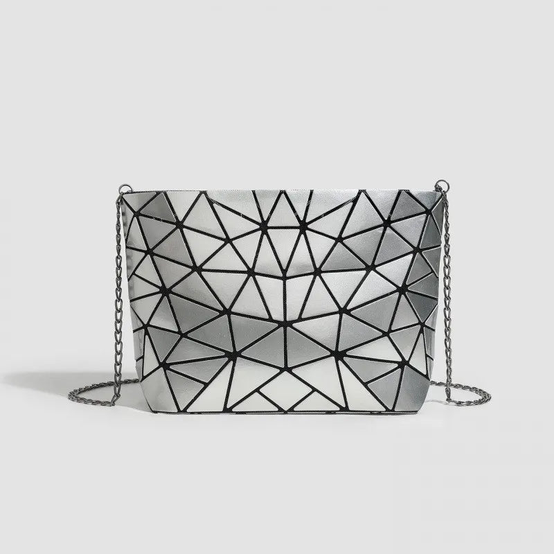 Women's Stylish Foldable Rhombus-Patterned Crossbody Bag, Korean and Japanese Trendy Shoulder and Handbag, Popular Fashion Item