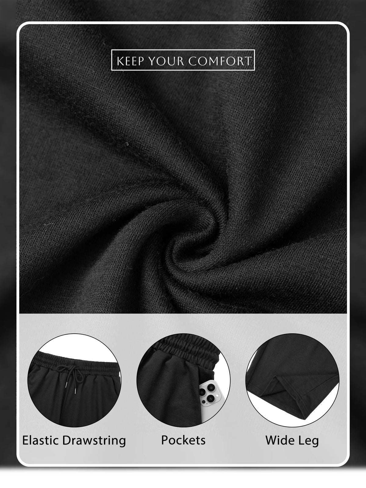 High Waisted Straight Leg Pants Drawstring Waistband Casual Pants Loose Wide Leg Sports Pants Trousers With Pocket