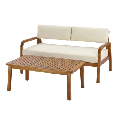 Christopher Knight Home ®   2-Pieces Outdoor Sofa Set with Cushions Outdoor Loveseat & Coffee Table Set,Teak