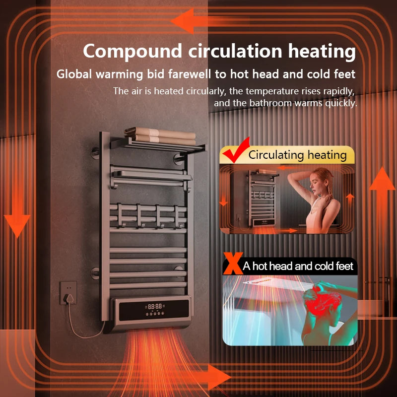 2-in-1 Towel Bath Towel Heater with Timer, Bathroom Radiator, Electric Towel Warmer