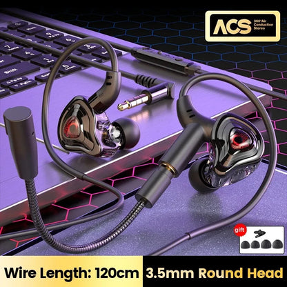 EARDECO Gaming Earbuds HD Mic Wired Headphones Bass HIFI Wired Earphone Headphone Headset Earhook Auriculares Noise Reduction