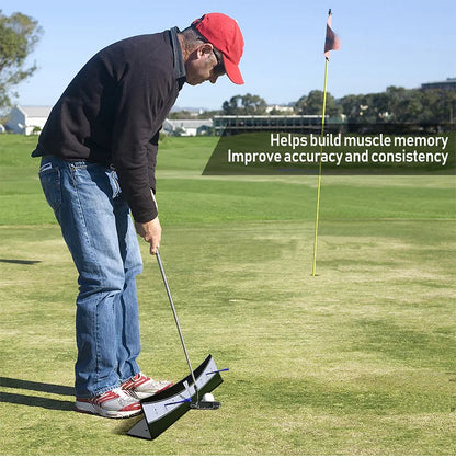 Golf Putting Track Rail Golf Training Aids Swing Practice Indoor/Outdoor Golf Putter Trainer Aid Golfer Balance Exercise
