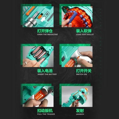 B Nerfs Gun Toy Children's Electric Continuous Shooting Gatling Suction Cup Soft Bullet BB Gun Juguetes for Kids Gift