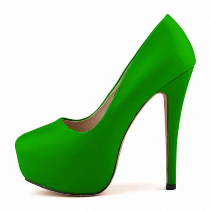 Women Pumps Sexy Stilettos Fashion Super 14cm Round Toes High Heels Platform Casual Thin Party Red Wedding Shoes Plus Size 44