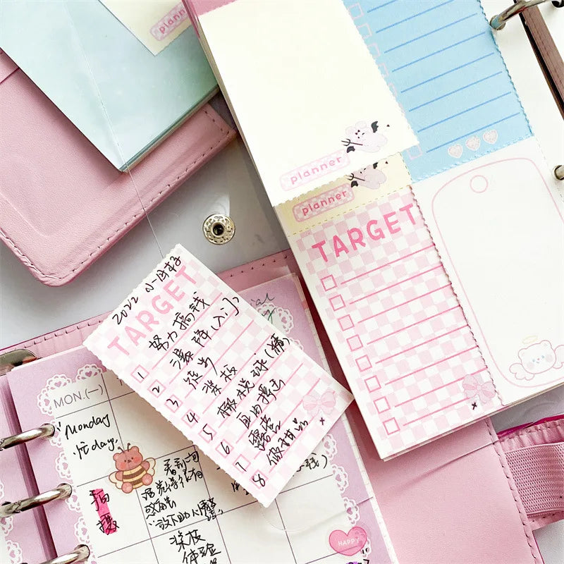 A6 Cute Binder Rabbit Week Plan Todo Paper Refill Accessories 120gsm Loose-leaf Notebook Journal Diary Paper School Stationery