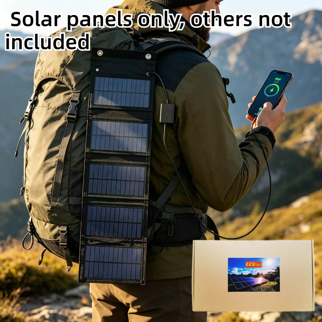 Backpack Carry Foldable Waterproof Solar Charging Panel 25W 100W Dual USB Camping Emergency Charger For Cell Phone Tablet Small