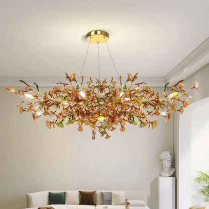 Modern Gingko Chandelier Custom Lights Luxury Glass Chandelier Suitable For Dining Room Living Room Villa Home Decor Gloss