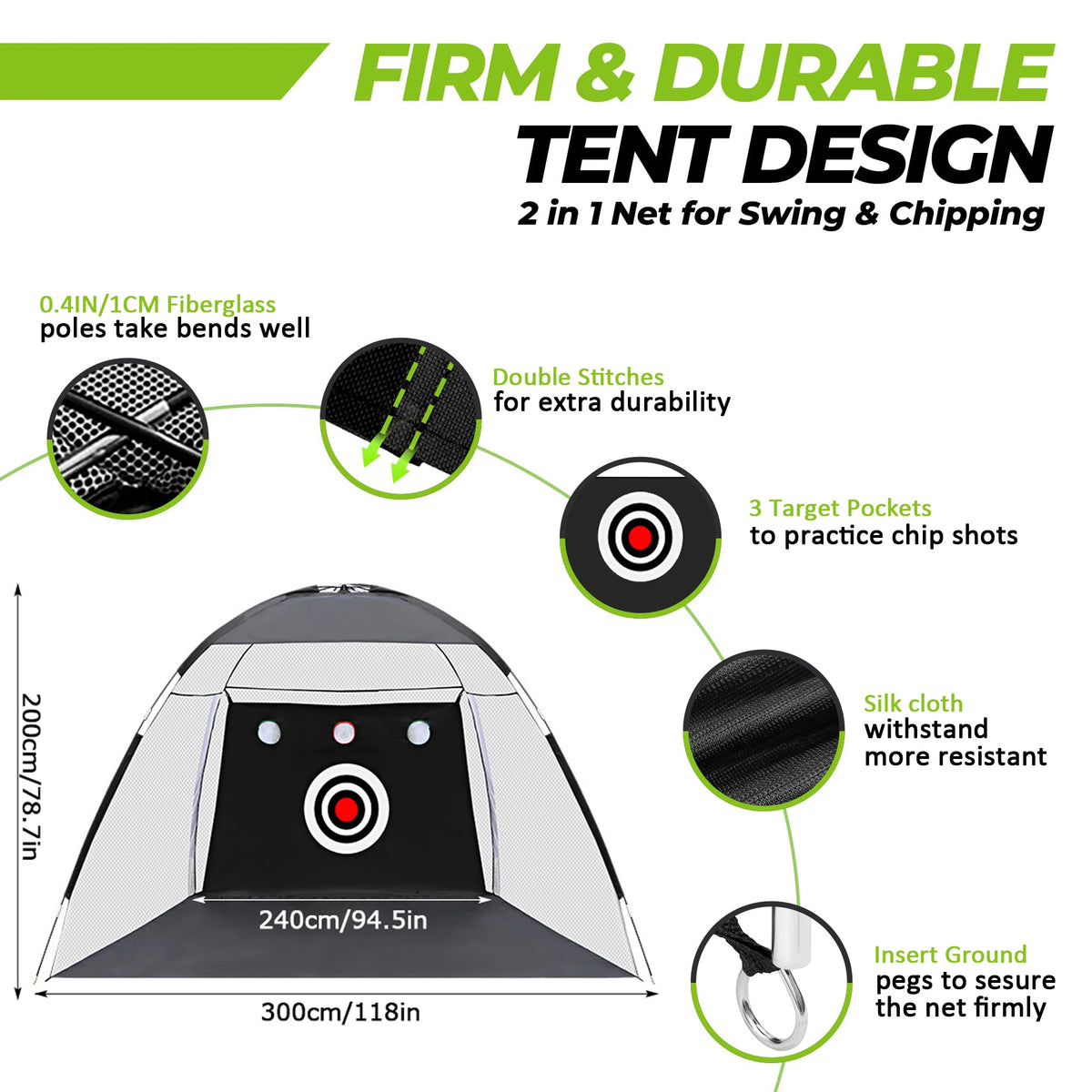 Golf High Impact Hitting Practice Net Golf Hitting Cage Indoor Outdoor Professional Exercise Practice Training Auxiliary Set