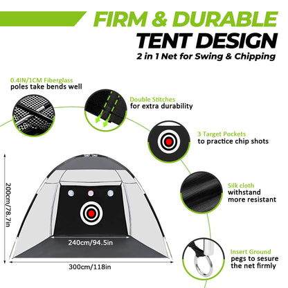 Golf High Impact Hitting Practice Net Golf Hitting Cage Indoor Outdoor Professional Exercise Practice Training Auxiliary Set