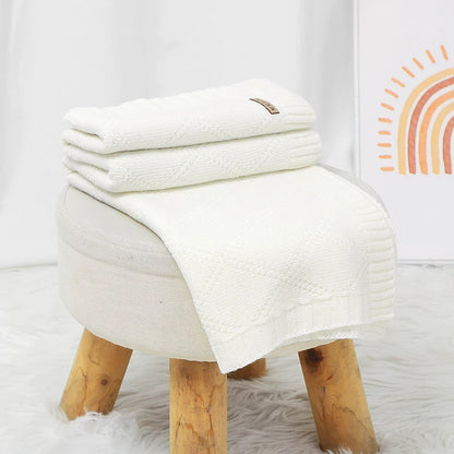 Newborn Baby Swaddle Wrap Blankets for Stroller 90*70cm Knitted Infant Boys & Girls Solid Receiving Blanket Toddler Throw Quilts