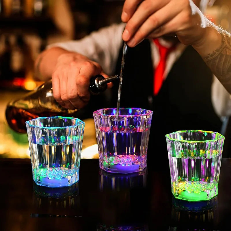 5/10/24 pcs-2oz led  Light Up Shot Glasses Flash Drinking Shot Cups Glow in The  For Party Glow In The Dark