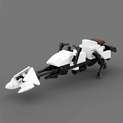Iconic Sci-Fi Speeder Bike MOC Building Blocks Set - White Futuristic Hover Vehicle Replica