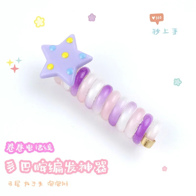 rope adult telephone cable ring Rabbit Cute Hair Ring Large Frosted Adult Hair Tie  head ring Children's telephone hephone Cable