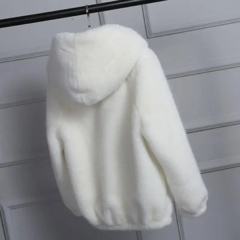 Fur Coat 2024 Women's Winter Korean Short Female Warm Loose Plush Hooded Thick Coat Jacket Overcoat Artificial Fur