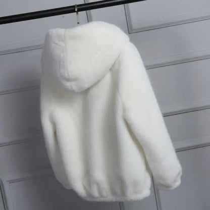 Fur Coat 2024 Women's Winter Korean Short Female Warm Loose Plush Hooded Thick Coat Jacket Overcoat Artificial Fur