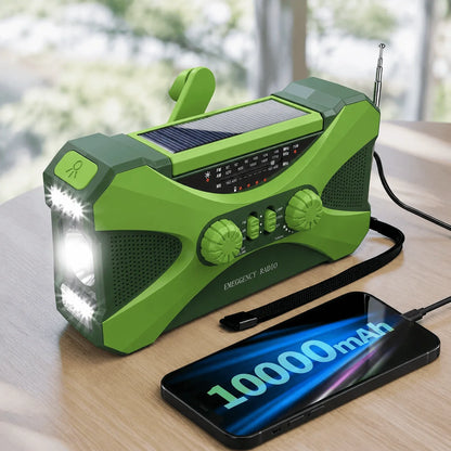 Emergency Radio Solar Hand Crank NOAA Weather Radio 10000mAh Power Bank Portable AM FM Radio Survival Camping Gear Emergency Phone Charger With Dual Speaker Stereo 4-In-1 Multi-function Survival Kit For Home Outdoor Emergency