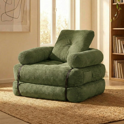 Modern Convertible Sofa Bed, 2-Seater Vacuum Packed Compressed Couch, Soft Memory Foam Floor Sofa for Small Space Living Room