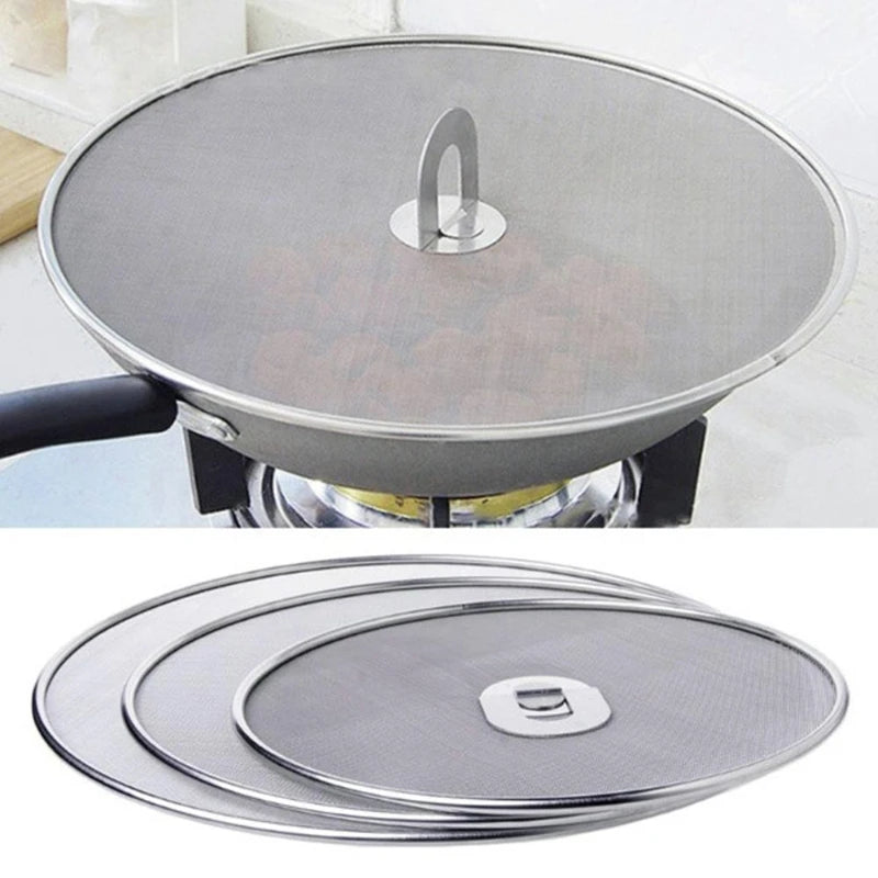 1Pc Kitchen Oil Proofing Lid Filter Foldable Handle Frying Pan Cover Splatter Screen Spill Proof Kitchen Cooking Tools