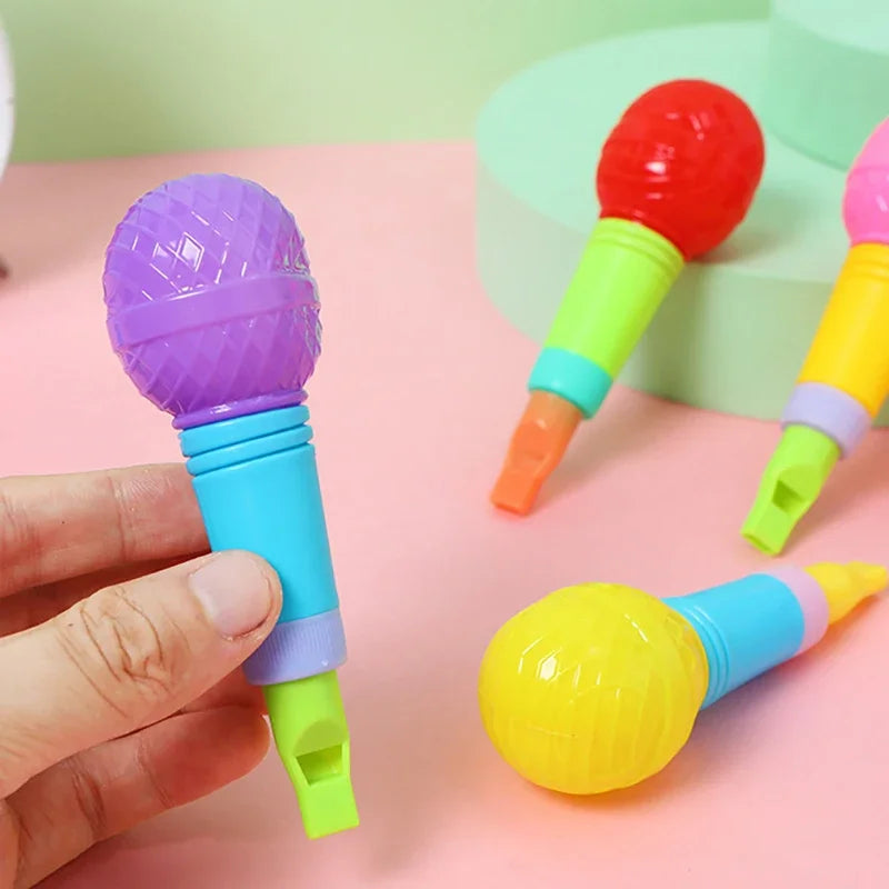 20Pcs Colorful Plastic Microphone Whistles Noise Maker Toy for Kids Birthday Party Favors Goodie Bag Pinata Filler School Reward
