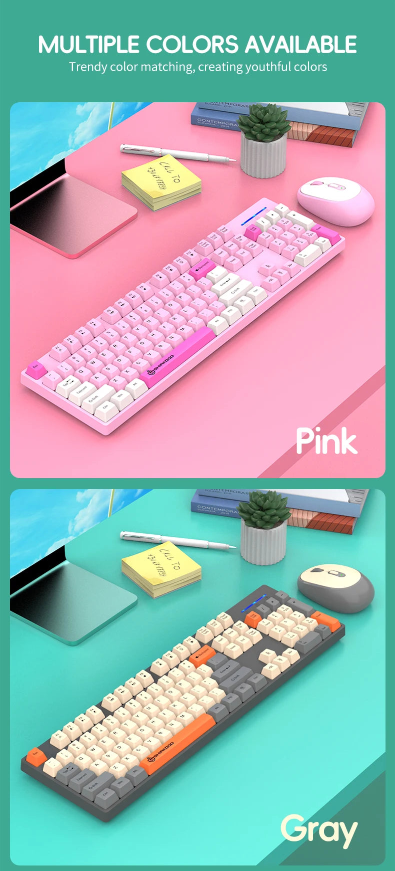 Shipadoo Gaming Wireless Keyboard and Mouse Combo Set,Computer Wireless Laptop Desktop Office Accessories Free Wireless Mouse
