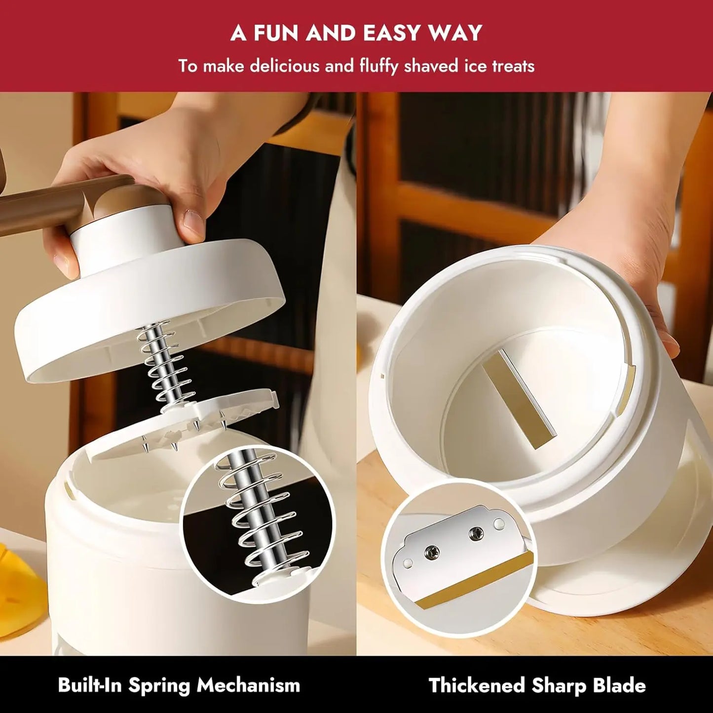 Shaved Ice Maker Machine for Home Ice Shaver Hand Crank Slushy Maker Machine Ice Crusher for Snow Cones Ideal for Outdoor Picnic