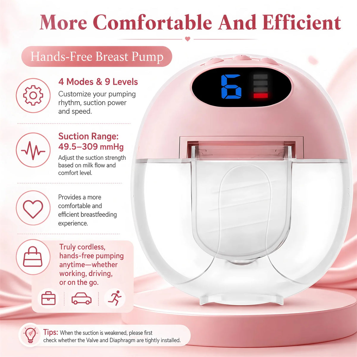 1PCS Smart Suction Breast Pump Milk Portable Postpartum Fortable BreastPump Mother and Baby Supplies Electric Breast Pump